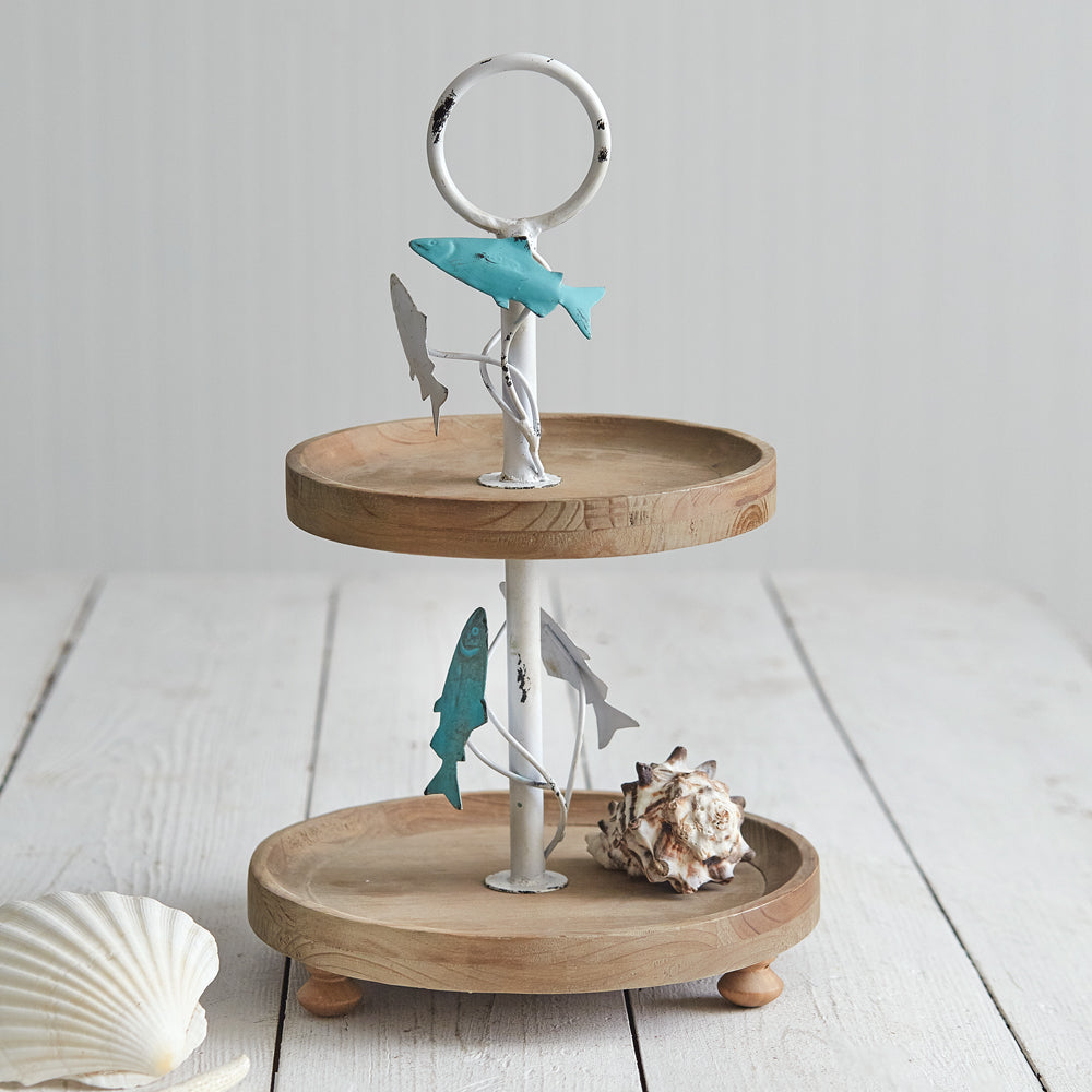 Jumping Fish Two-Tier Tray - River Chic Designs