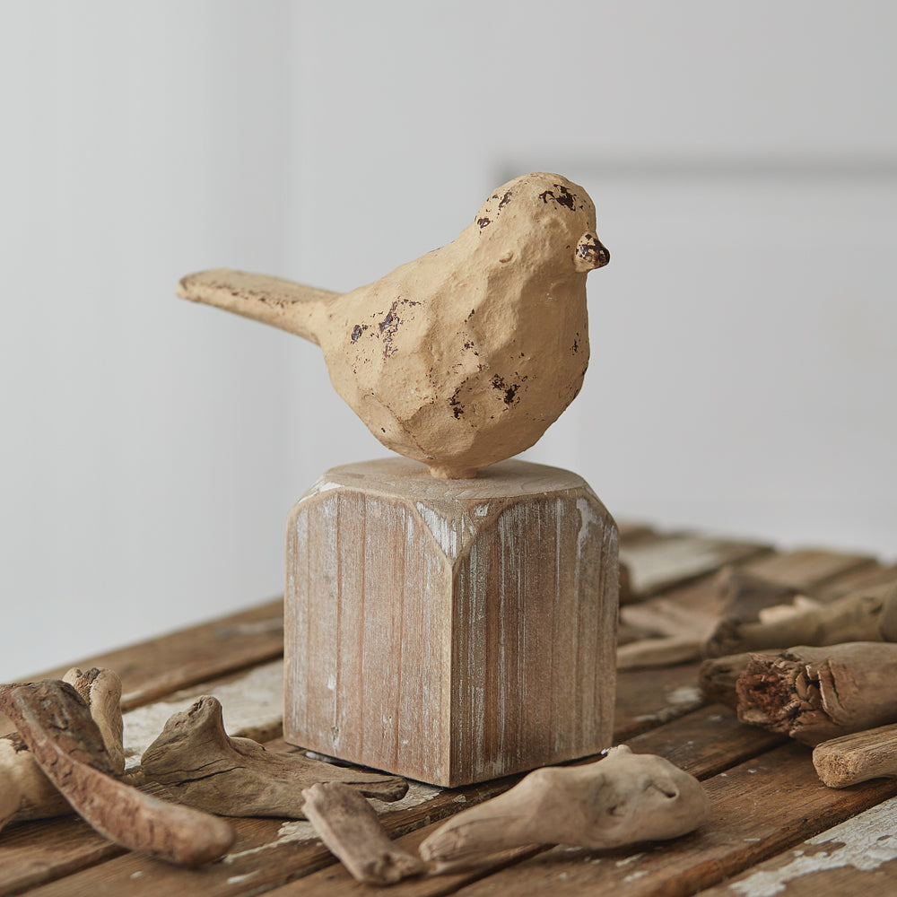 Cast Iron Bird with Wood Base - River Chic Designs