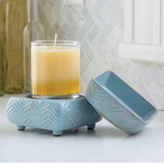 Ceramic Candle Warmer and Dish, Chevron - River Chic Designs