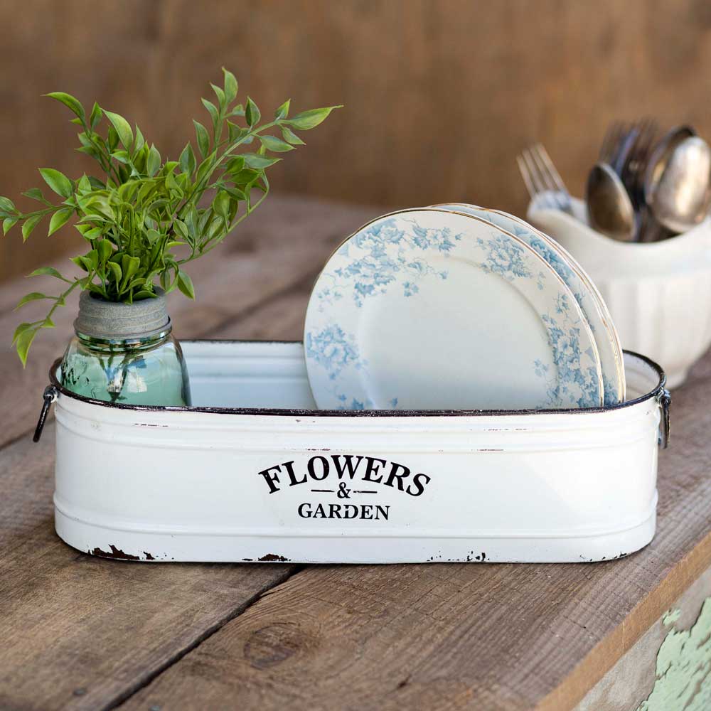 Flowers and Garden Long White Bin - River Chic Designs