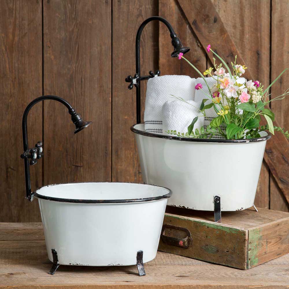 Set of Two Clawfoot Tub Planters - River Chic Designs