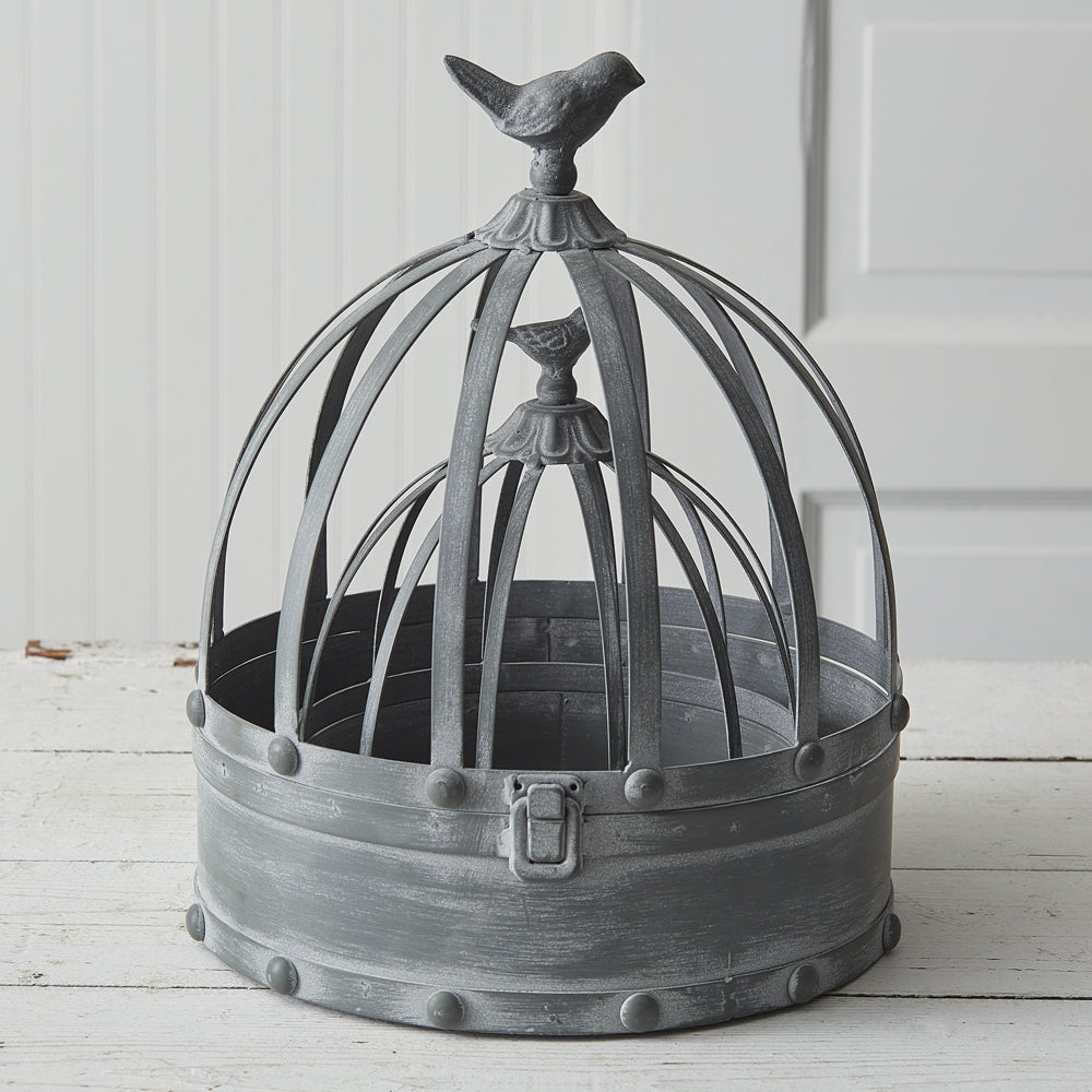 Set of Two Metal Cloches with Birds - River Chic Designs