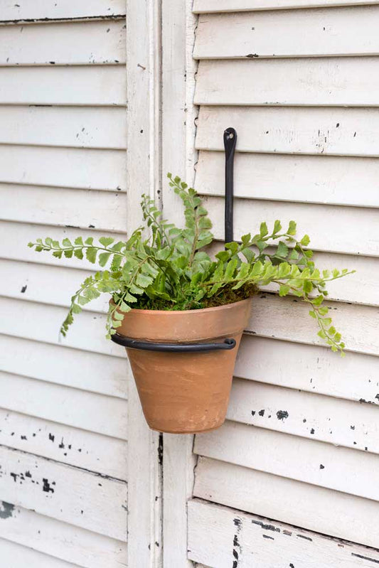 Forged Plant Hanger with Terra Cotta Pot - River Chic Designs