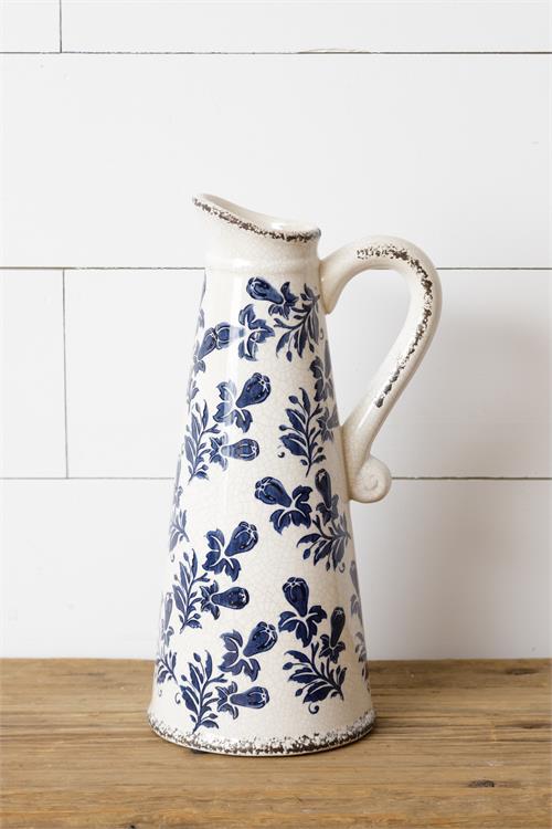 Pitcher - Blue Floral - River Chic Designs