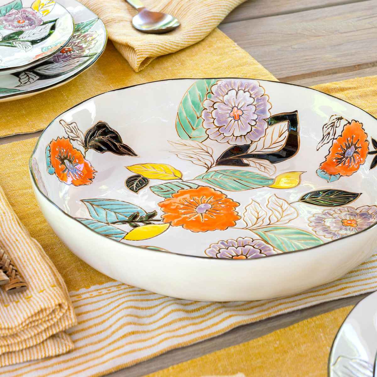 Poppy Garden Stoneware Serving Plate