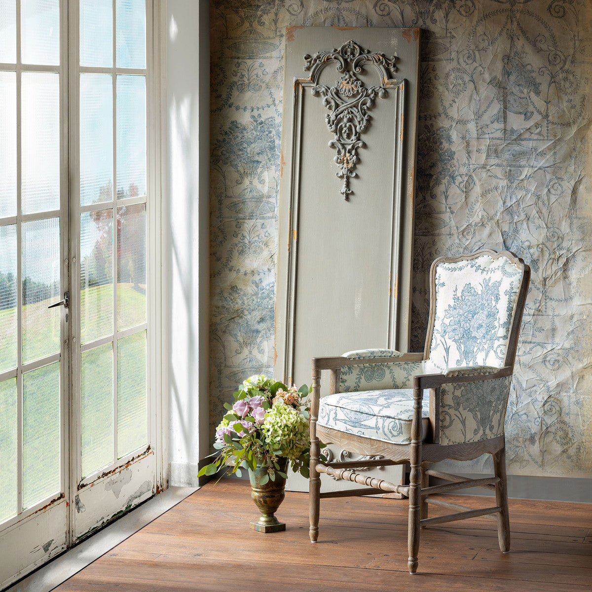 French Quarter Blue Provincial Fireside Chair