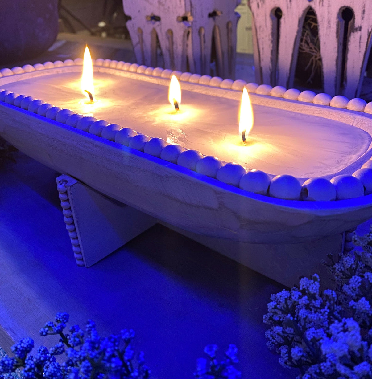 River Chic Candles 6 Wick Beaded Indy Dough Bowl Candle Vintage Wh